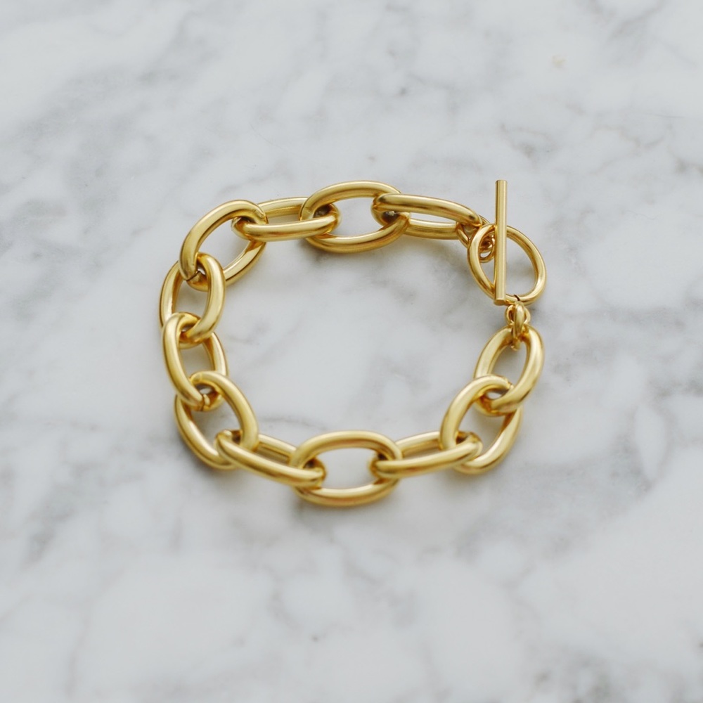 18K Gold Plated Chunky Bold Linked Chain Bracelet